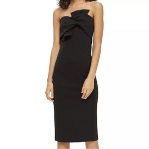 Topshop Bow Twist Textured Midi Dress - Black, 12, nwt
